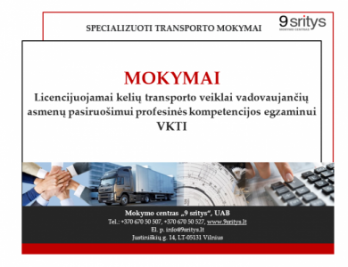 TRANSPORTO VADYBININKO KURSAI EGZAMINUI LTSA